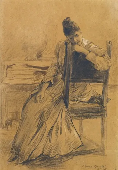 Portrait Of A Woman Sitting On A Chair