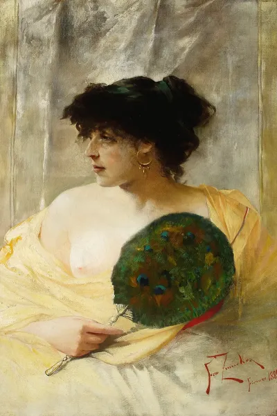 Portrait Of A Woman With A Folded Fan