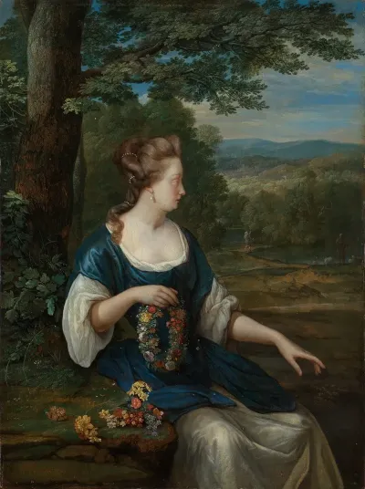Portrait Of A Woman With A Wreath Of Flowers