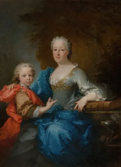 Portrait Of A Woman With A Young Boy In A Park
