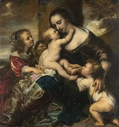 Portrait Of A Woman With Four Children Depicted As Caritas