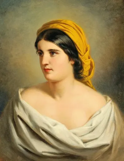 Portrait Of A Woman With Yellow Headscarf