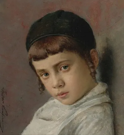 Portrait Of A Young Boy With Peyot