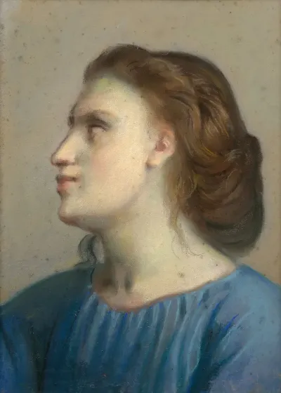 Portrait Of A Young Girl In A Blue Shirt