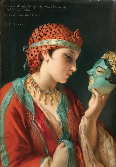 Portrait Of A Young Girl With A Mask