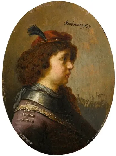 Portrait Of A Young Man In Armour And A Red Feathered Cap