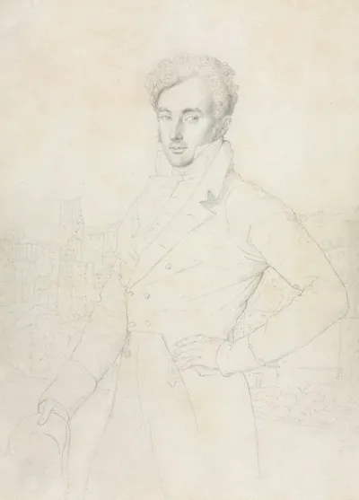 Portrait Of A Young Man Standing On The Quirinal With The Turris Comitum In The Background
