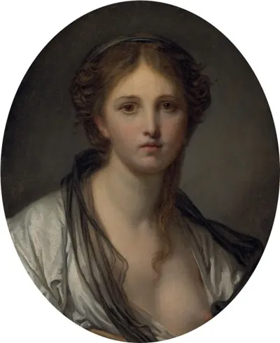 Portrait Of A Young Woman Bust Length With A Black Scarf