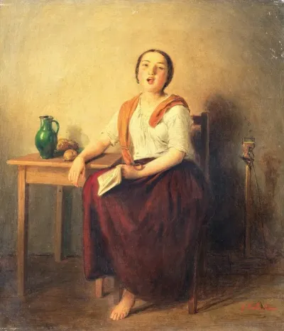 Portrait Of A Young Woman Singing