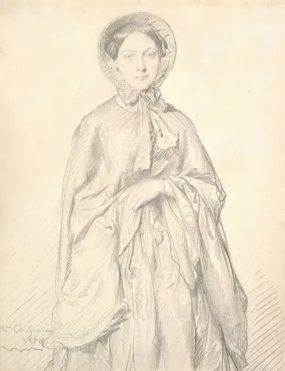 Portrait Of A Young Woman Wearing A Cloak And Bonnet