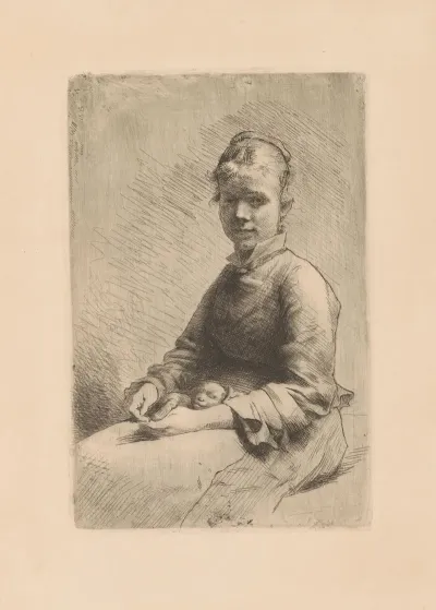 Portrait Of A Young Woman With A Dog On Her Lap