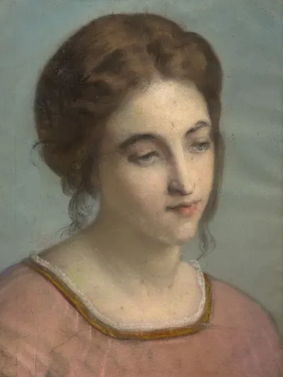 Portrait Of A Young Woman With A Pink Shirt