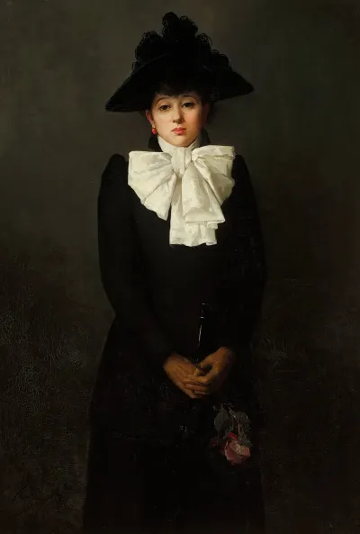 Portrait Of A Young Woman With A Rose In Her Hand