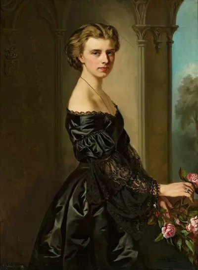Portrait Of A Young Woman With Roses