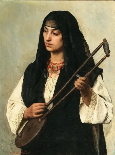 Portrait Of An Egyptian Woman With Tanbura