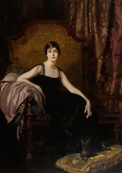 Portrait Of An Elegant Lady And Her Dog