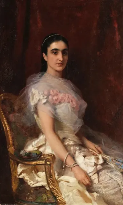 Portrait Of An Elegant Lady With A Fan