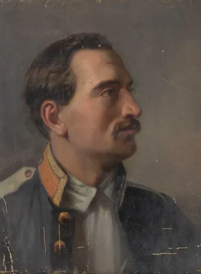 Portrait Of An Officer In An Unbuttoned Uniform Jacket Bust