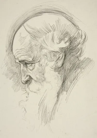 Portrait Of An Old Bearded Man In Profile