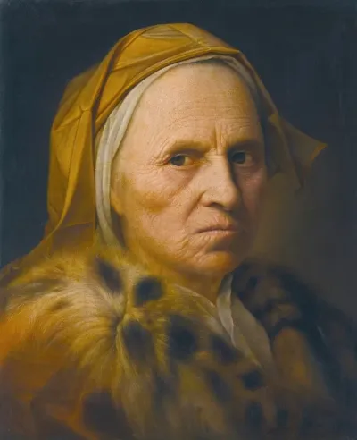 Portrait Of An Old Lady Wearing A Fur Trimmed Coat