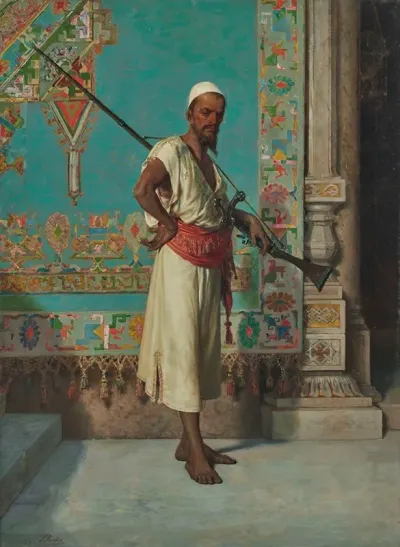 Portrait Of An Oriental With A Gun