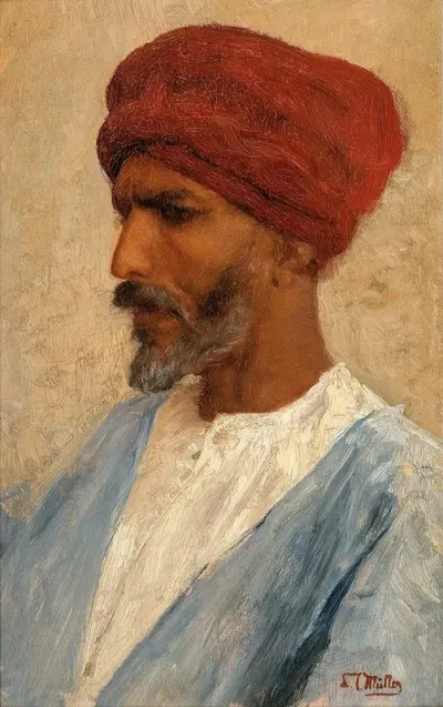 Portrait Of An Oriental With A Red Turban