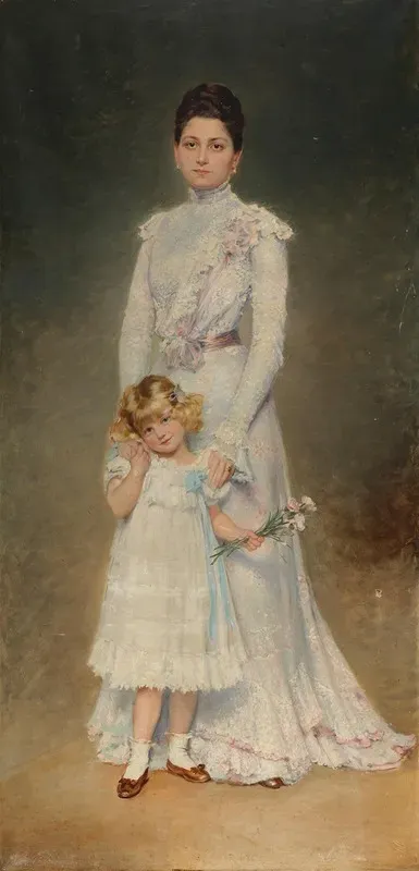 Portrait Of Anna Maria Elisabeth Aloyse Countess Chorinsky Freiin Von Ledske With Her Governess