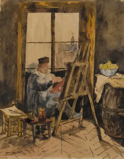 Portrait Of Antoine Vollon Seated At His Easel
