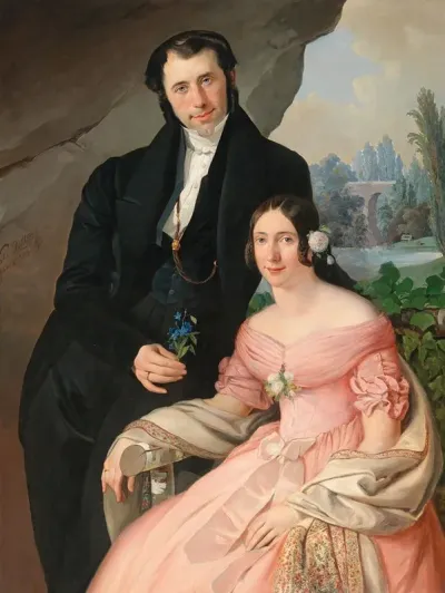 Portrait Of Anton Zhuber And His Wife Theresia Zhuber