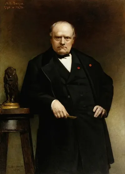 Portrait Of Barye With A Wax Model Of Seated Lion