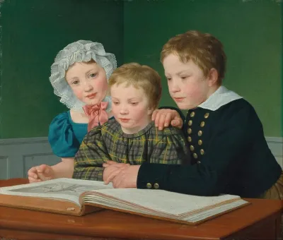 Portrait Of C F Holms Children Adam Vilhelm Pauline Frederikke And Johan Chr Julius