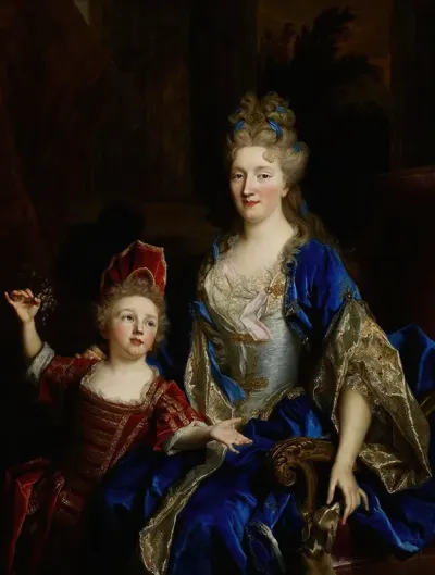 Portrait Of Catherine Coustard Marquise Of Castelnau Wife Of Charles Leonor Aubry With Her Son Leonor