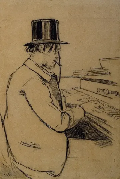 Portrait Of Erik Satie Playing The Harmonium