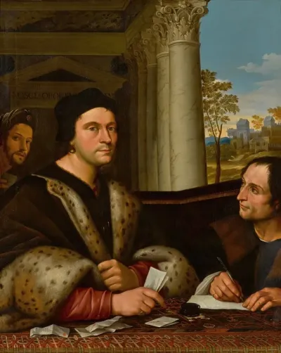 Portrait Of Ferry Carondelet 1473 1528 With His Secretaries