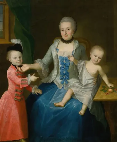 Portrait Of Fridericia Adolphina Countess Von Schlieben And Her Two Sons Gotthelf Sigismund And Adolf Friedrich
