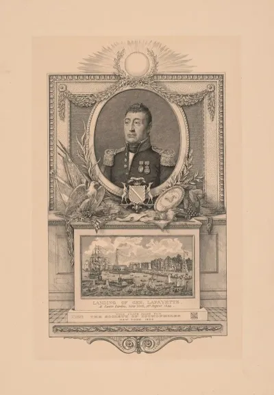 Portrait Of General Lafayette And A View Of His Landing In New York In 1824