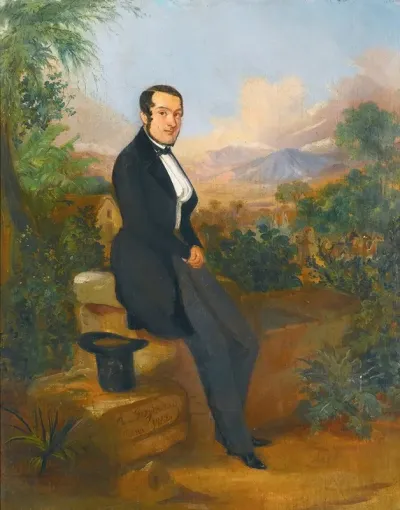 Portrait Of George Hellmann Before A Vista In Tacna Peru