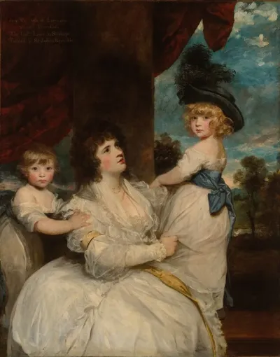 Portrait Of Jane Countess Of Harrington With Her Sons The Viscount Petersham And The Honorable Lincoln Stanhope