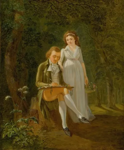Portrait Of Jean Frederic Dostervald 1773 1850 And His Wife Rose Marie Alexandrine Divernois