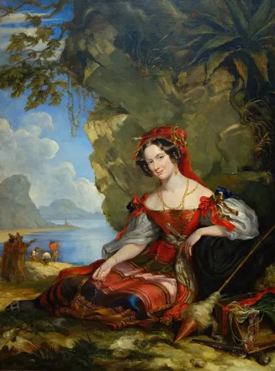 Portrait Of Lady Caroline Montagu In Byronic Costume