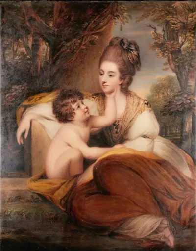 Portrait Of Lady Elizabeth Alicia Maria Herbert Later Countess Of Carnarvon And Her Son Charles Herbert