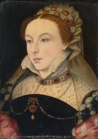 Portrait Of Mademoiselle De Chabot In A Black Dress With A Lace Ruff And Jewelled Headdress