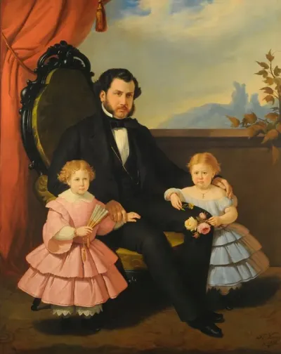 Portrait Of Man And Children