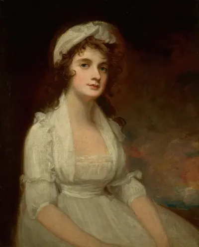 Portrait Of Miss Elizabeth Tighe 1774 1857 Half Length Wearing A White Dress