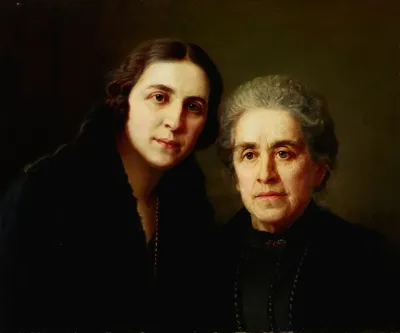 Portrait Of Mrs Biesiekierska With Daughter