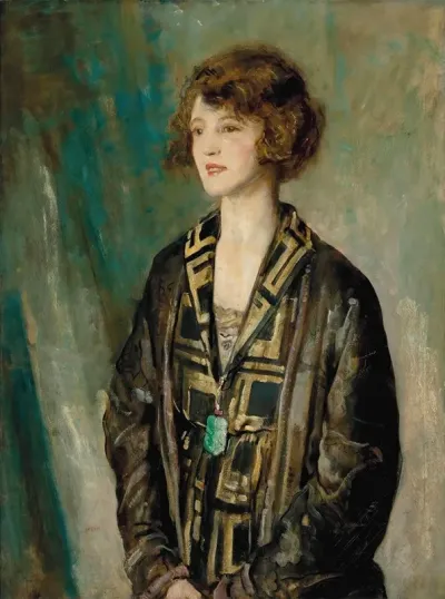 Portrait Of Mrs Charles Romer Williams Wearing A Jade Pendant