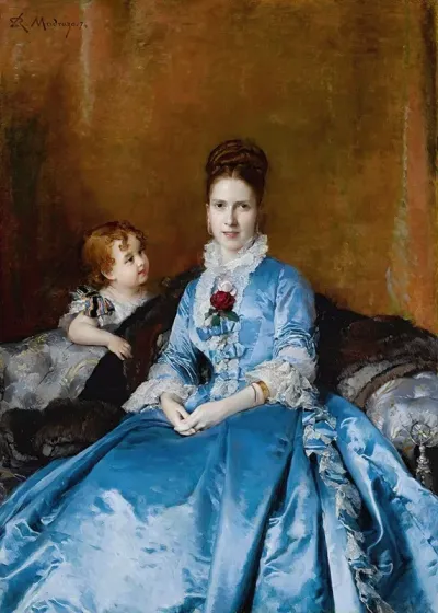 Portrait Of Mrs Clotilde De Candamo And Her Son Carlos