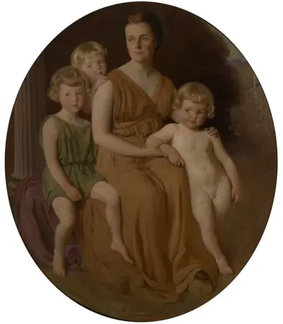 Portrait Of Mrs John J Albright And Children