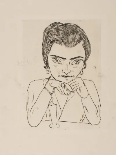 Portrait Of Naila Leaning On Her Arms With Glass