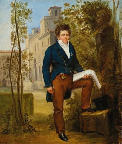 Portrait Of Nicolas Pierre Tiolier 1784 1843 Standing In The Gardens At Villa Medici